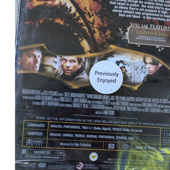 DVD "Bats Human Harvest" 2007 - Re-Sealed - Horror - Picture 6 of 6